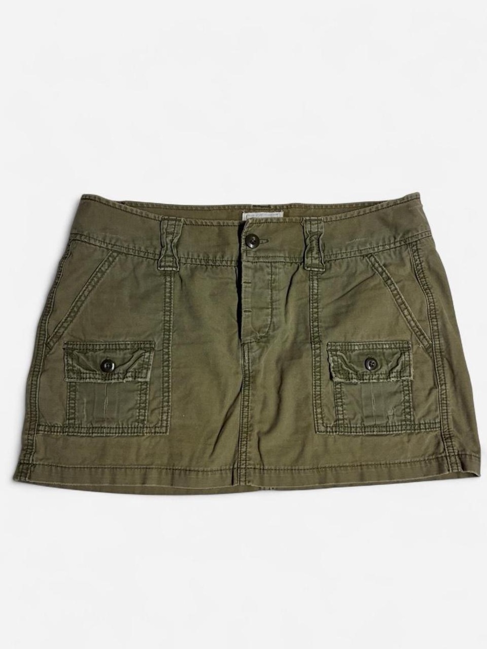 Y2k VTG American Eagle Mini Skirt Sz 8 Olive Green Cargo Low Rise 00's It Girl - Picture 1 of 8